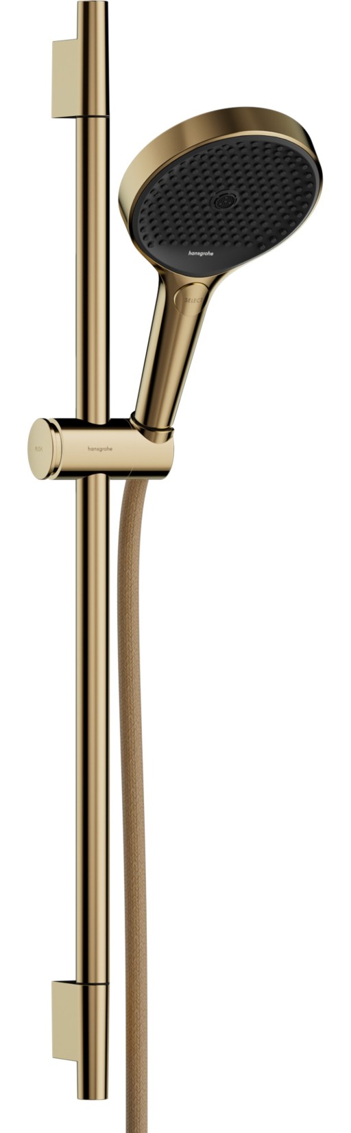 Set de dus Hansgrohe Rainfinity 130  3 tipuri de jet  cu bara 60cm  furtun 1.6m  auriu