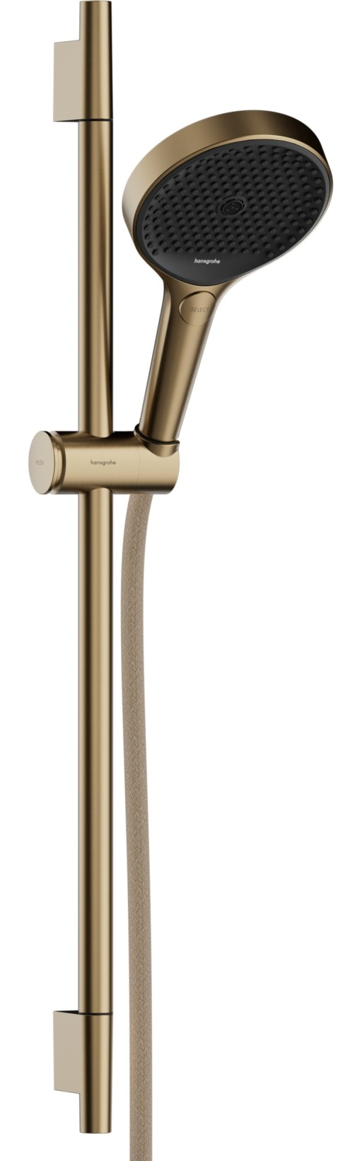 Set de dus Hansgrohe Rainfinity 130  3 tipuri de jet  cu bara 60cm  furtun 1.6m  bronz periat