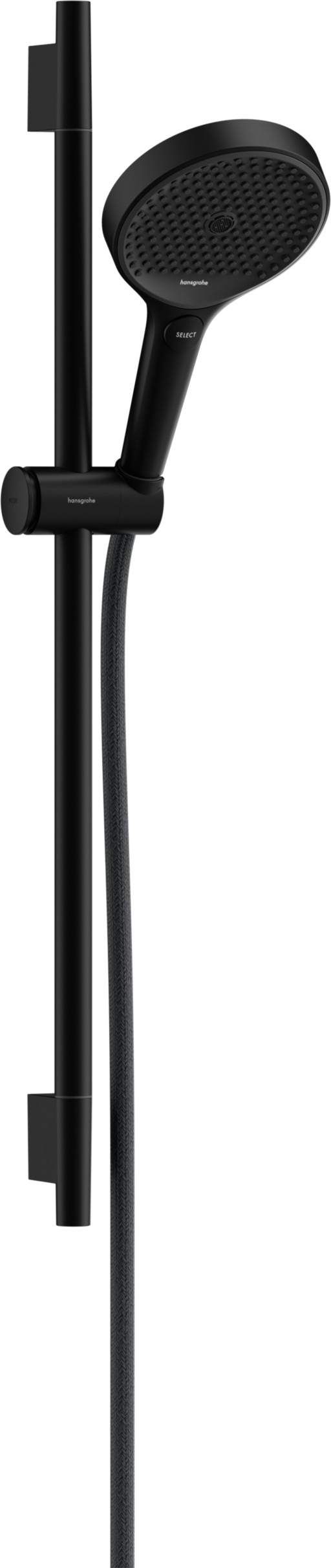 Set de dus Hansgrohe Rainfinity 130  3 tipuri de jet  cu bara 60cm  furtun 1.6m  negru mat