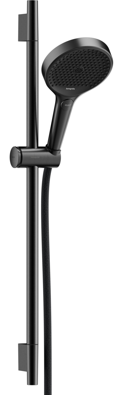 Set de dus Hansgrohe Rainfinity 130  3 tipuri de jet  cu bara 60cm  furtun 1.6m  negru periat