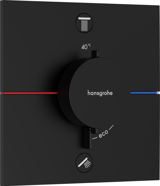 Baterie cada - dus termostatata Hansgrohe ShowerSelect Comfort E cu 2 functii  montaj incastrat  necesita corp ingropat  negru mat