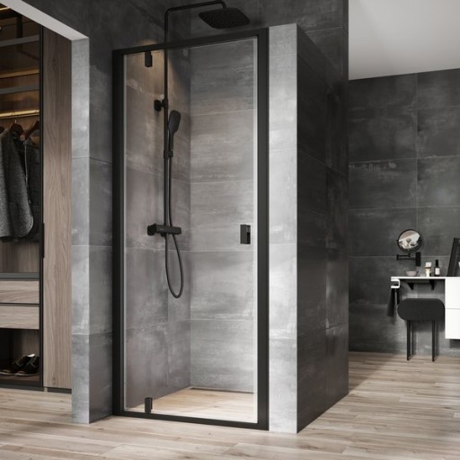 Usa de nisa batanta Ravak Nexty NDOP1-90  90cm  sticla transparenta 6mm  profil negru
