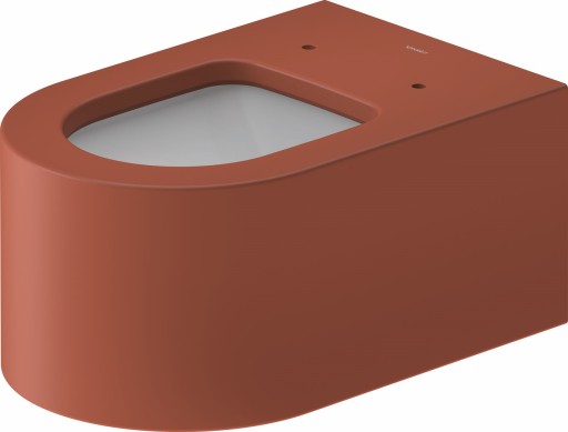 Vas wc suspendat Duravit Millio DuroCast  interior ceramic alb cu HygieneGlaze  rosu scortisoara