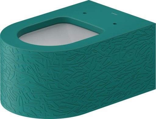 Vas wc suspendat Duravit Millio DuroCast  interior ceramic alb cu HygieneGlaze  Surface Pattern  turcoaz