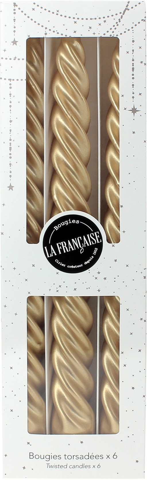 Set 6 lumanari La Francaise Colorama de Fetes Twist'n Light  h255mm  auriu