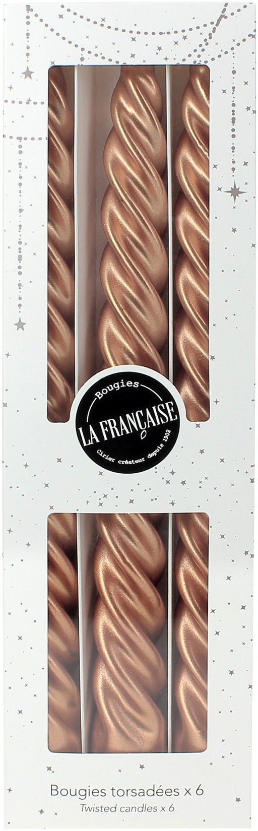 Set 6 lumanari La Francaise Colorama de Fetes Twist'n Light  h255mm  cupru
