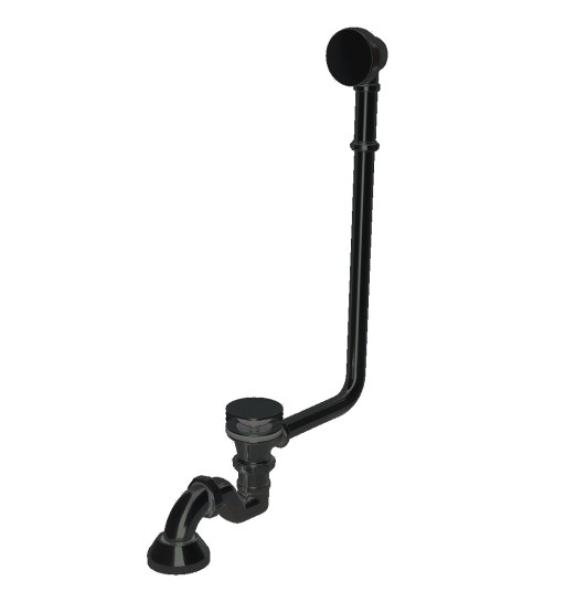 Sifon click-clack cu preaplin Besco Retro pentru cazi freestanding  negru mat