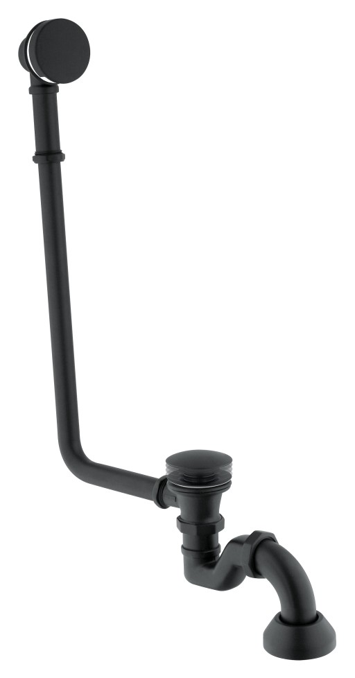 Sifon click-clack cu preaplin Besco Retro pentru cazi freestanding Amelia  negru mat