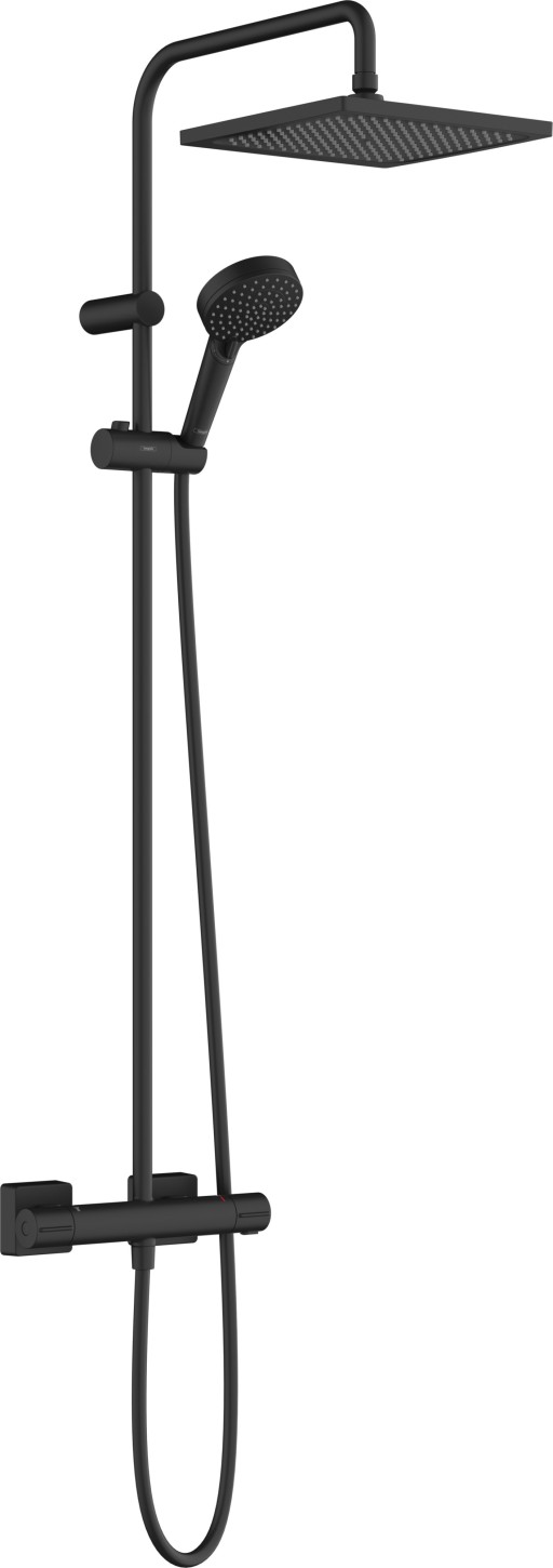 Coloana de dus Hansgrohe Vernis Blend 240 Square 1 jet  cu baterie termostatata  negru mat