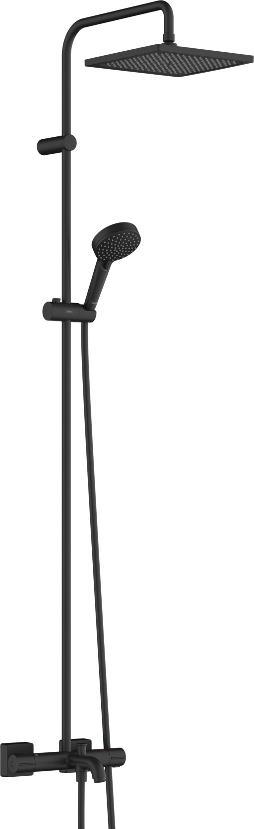 Coloana de dus Hansgrohe Vernis Blend 240 Square 1 jet  cu baterie cada termostatata  negru mat