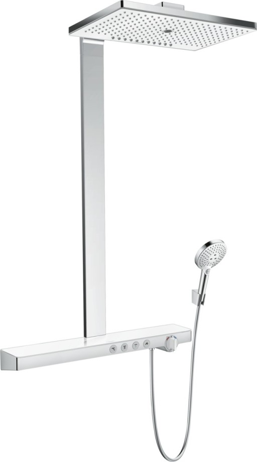 Coloana de dus Hansgrohe Rainmaker Select 460 3 jet alb-crom  cu baterie termostatata ShowerTablet Select 700
