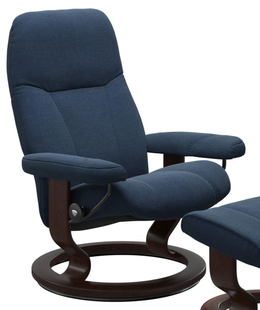 Fotoliu recliner Stressless Consul Classic M cadru maro tapiterie textil Dahlia Blue