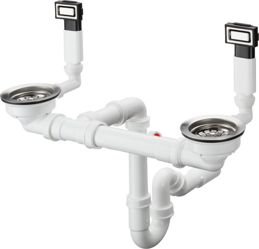 Sifon cu preaplin Hansgrohe D15-10 pentru chiuveta cu doua cuve  inox