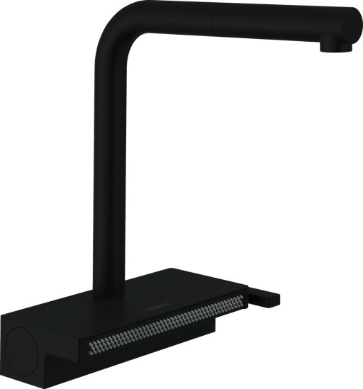 Baterie bucatarie Hansgrohe Aquno Select M81 250  dus extractibil  doua tipuri de jet  sBox si strecuratoare multifunctionala  negru mat