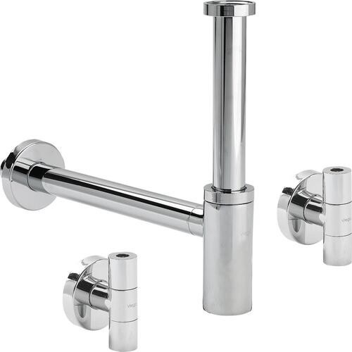 Set sifon pentru lavoar Viega Elegant 32mm si robineti coltar  alama cromata