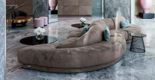 Canapea Gamma Wave 16 mirror  457x205cm  tapiterie textila Charme 12  HandMade in Italy
