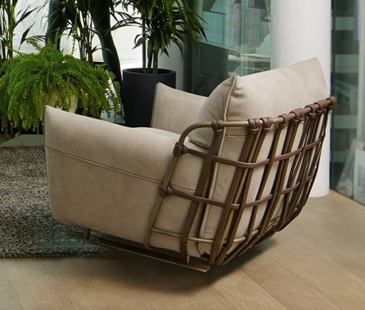 Fotoliu Gamma Dandy Cocoon Braided  piele Burt F613  HandMade in Italy