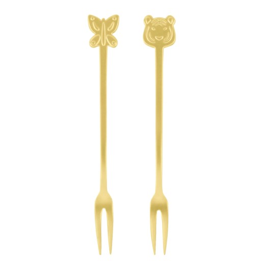 Set 2 furculite Sambonet Party Fashion inox  auriu antichizat