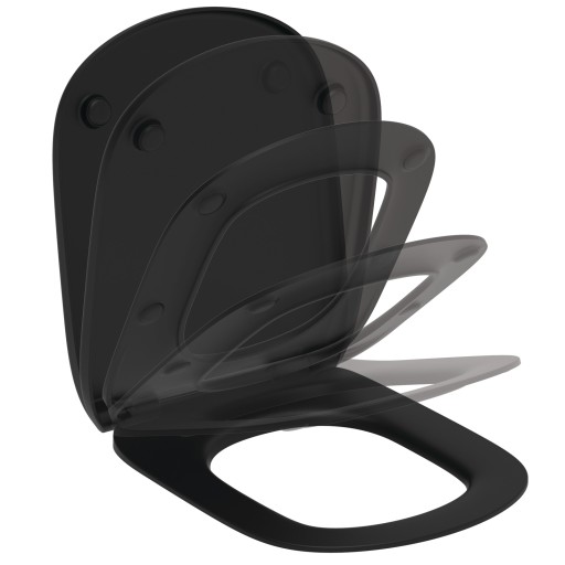 Capac WC Ideal Standard Tesi cu inchidere lenta  pentru vas cu functie de bideu  negru mat