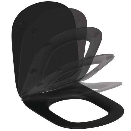 Capac WC Ideal Standard Tesi slim cu inchidere lenta  pentru vas cu functie de bideu  negru mat