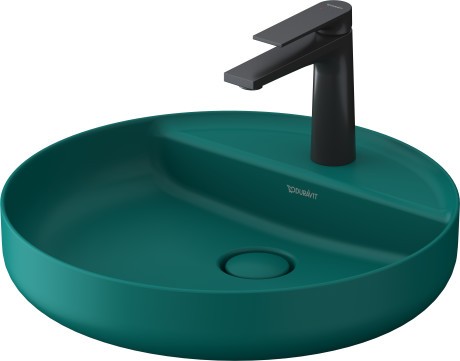 Lavoar Duravit Vitrium 46x46cm  cu platforma baterie  montare pe blat  fara preaplin  turcoaz satin mat