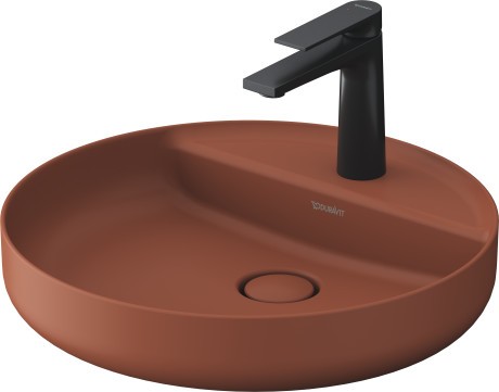 Lavoar Duravit Vitrium 46x46cm  cu platforma baterie  montare pe blat  fara preaplin  rosu satin mat