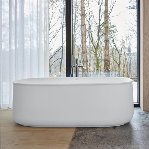 Cada freestanding Duravit Zencha 160x85cm  DuroCast Plus  ventil click-clack  alb