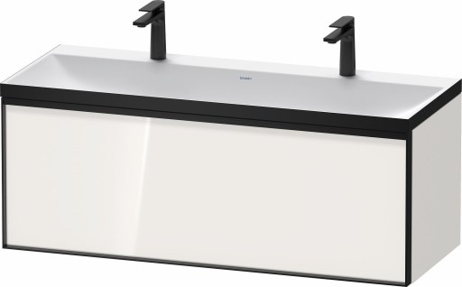 Set mobilier Duravit Vitrium cu lavoar dublu 120cm si dulap baza cu un sertar  c-bonded  alb lucios