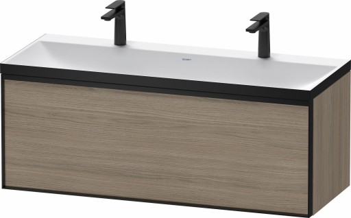 Set mobilier Duravit Vitrium cu lavoar dublu 120cm si dulap baza cu un sertar  c-bonded  stejar terra