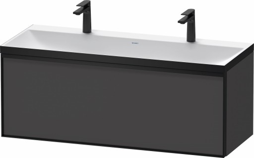 Set mobilier Duravit Vitrium cu lavoar dublu 120cm si dulap baza cu un sertar  c-bonded  grafit mat