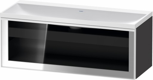 Set mobilier Duravit Vitrium cu lavoar dublu 120cm fara orificiu baterie si dulap baza cu un sertar cu front sticla  c-bonded  iluminare interioara  grafit mat