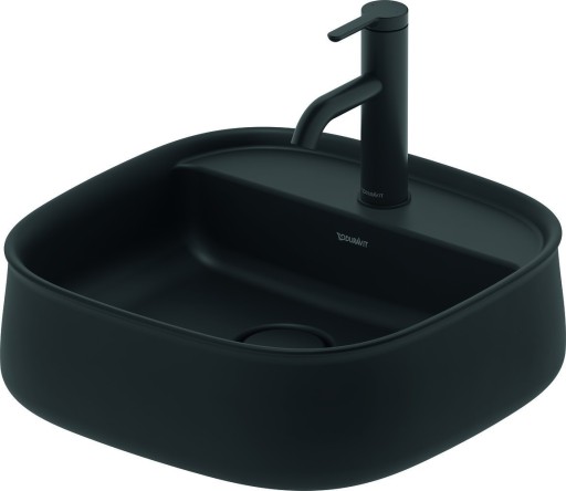 Lavoar Duravit Zencha 42x42cm  cu platforma baterie  montare pe blat  fara preaplin  DuraCeram  WonderGliss  antracit mat