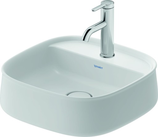 Lavoar Duravit Zencha 42x42cm  cu platforma baterie  montare pe blat  fara preaplin  DuraCeram  WonderGliss  alb satin mat