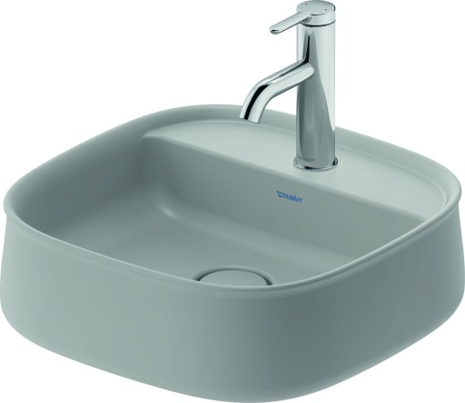 Lavoar Duravit Zencha 42x42cm  cu platforma baterie  montare pe blat  fara preaplin  DuraCeram  WonderGliss  gri satin mat