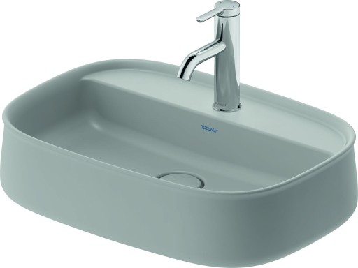 Lavoar Duravit Zencha 55x39cm  cu platforma baterie  montare pe blat  fara preaplin  DuraCeram  WonderGliss  gri satin mat