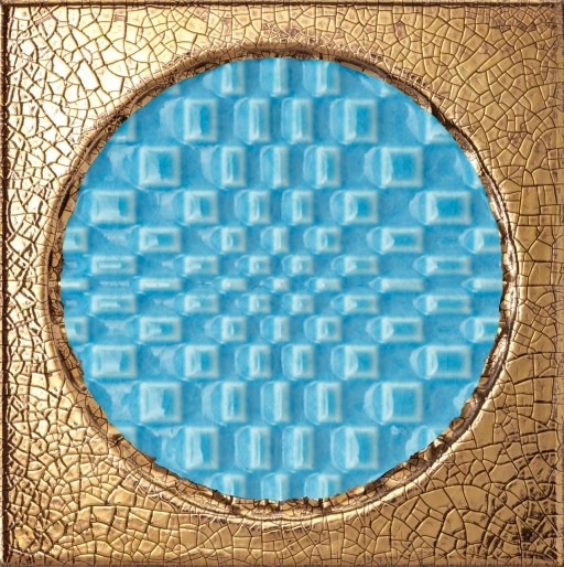 Decor faianta Iris Citta di Faenza 15x15cm  10mm  Azzurro Decoro Oro Glossy