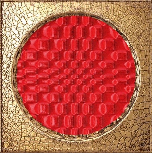 Decor faianta Iris Citta di Faenza 15x15cm  10mm  Rosso Decoro Oro Glossy