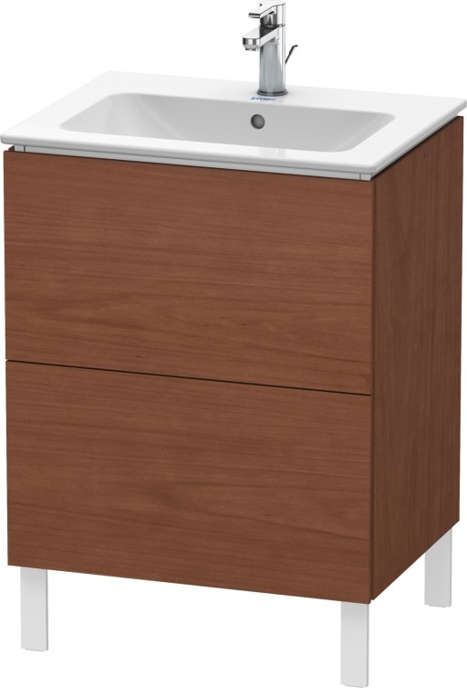 Dulap baza pe pardoseala Duravit L-Cube cu doua sertare  62cm  furnir nuc natur