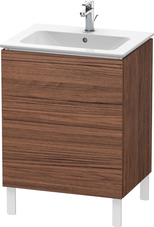 Dulap baza pe pardoseala Duravit L-Cube cu doua sertare  62cm  nuc inchis décor