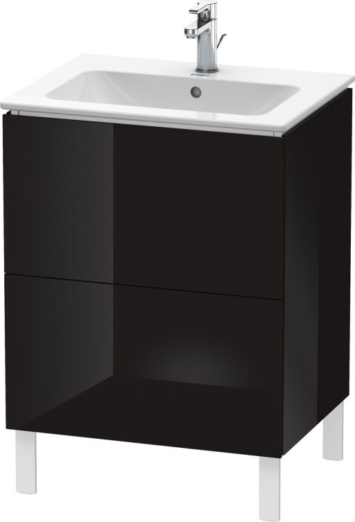 Dulap baza pe pardoseala Duravit L-Cube cu doua sertare  62cm  negru lucios