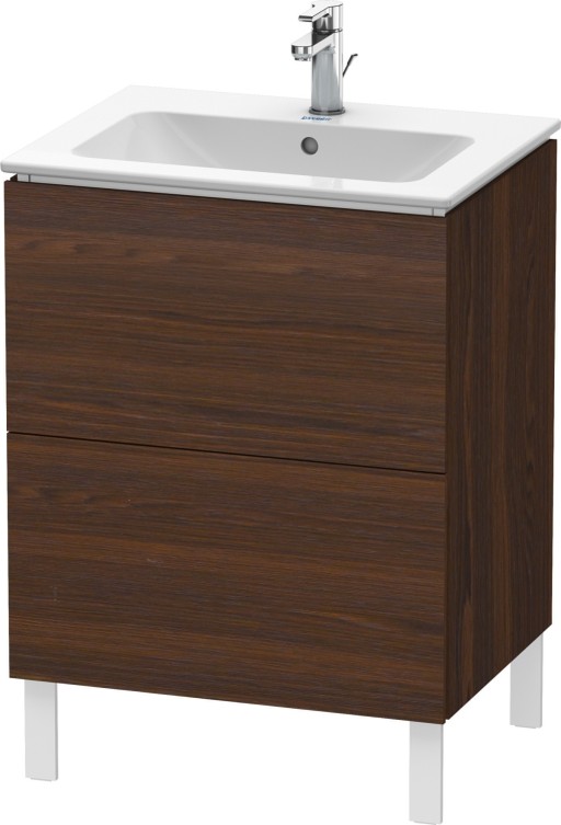 Dulap baza pe pardoseala Duravit L-Cube cu doua sertare  62cm  furnir nuc periat