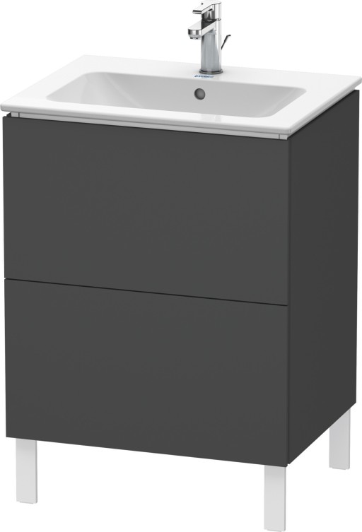 Dulap baza pe pardoseala Duravit L-Cube cu doua sertare  62cm  grafit décor mat