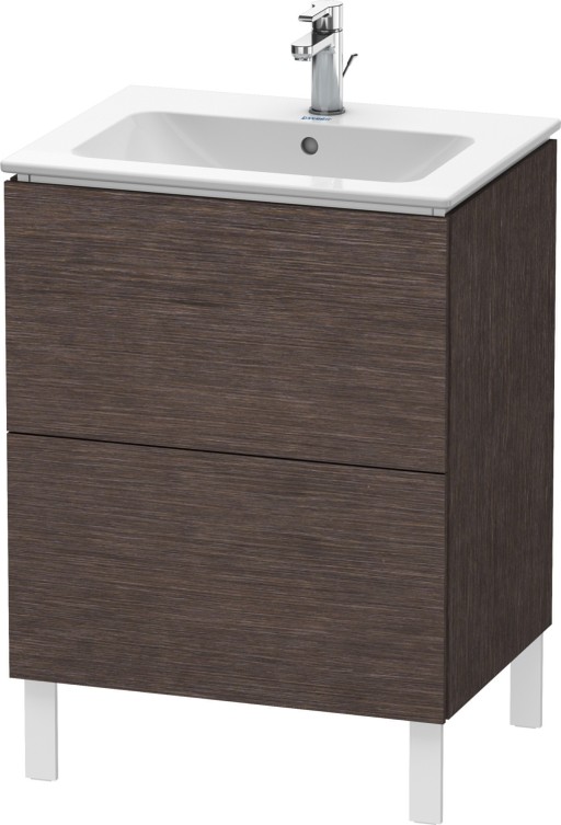 Dulap baza pe pardoseala Duravit L-Cube cu doua sertare  62cm  furnir stejar inchis periat
