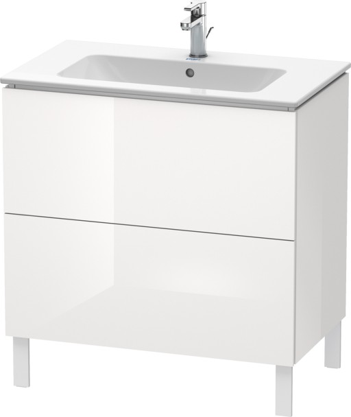 Dulap baza pe pardoseala Duravit L-Cube cu doua sertare  82cm  alb lucios