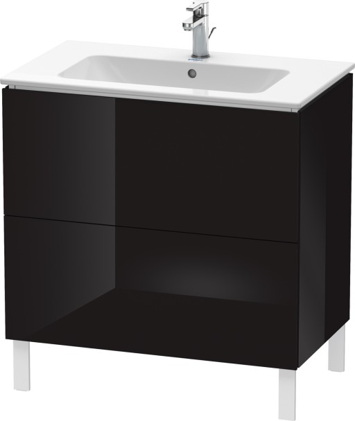 Dulap baza pe pardoseala Duravit L-Cube cu doua sertare  82cm  negru lucios