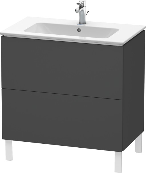 Dulap baza pe pardoseala Duravit L-Cube cu doua sertare  82cm  grafit décor mat