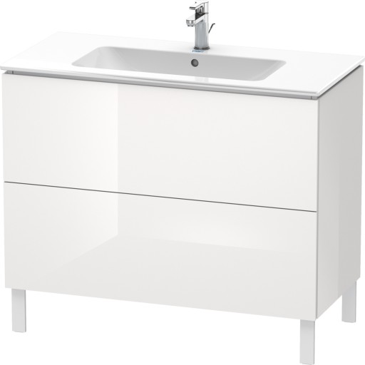 Dulap baza pe pardoseala Duravit L-Cube cu doua sertare  102cm  alb lucios