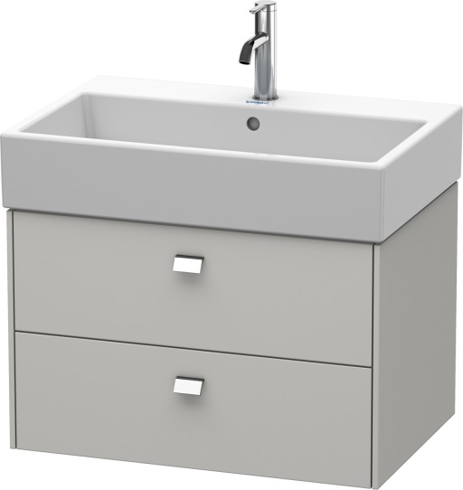 Dulap baza suspendat Duravit Brioso 684x442mm  cu doua sertare  gri ciment mat  manere crom