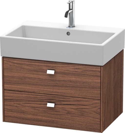 Dulap baza suspendat Duravit Brioso 684x442mm  cu doua sertare  nuc inchis decor  manere crom