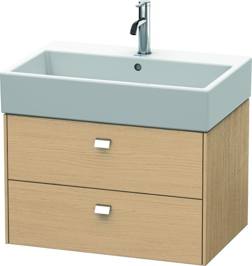 Dulap baza suspendat Duravit Brioso 684x442mm  cu doua sertare  stejar natur  manere crom